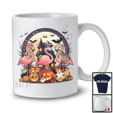 Three Mummy Zombie Witch Flamingo In Carved Pumpkin, Scary Halloween Moon, Family Group T-Shirt