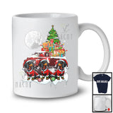 Three Santa Dachshund; Fantastic Christmas Moon X-mas Tree On Pickup Truck; Santa Driver T-Shirt