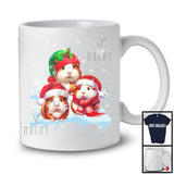 Three Santa Elf Guinea Pigs On Snow; Adorable Christmas Snowing Guinea Pig Lover; Family Group T-Shirt