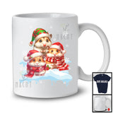 Three Santa Elf Hamsters On Snow; Adorable Christmas Snowing Hamster Lover; Family Group T-Shirt