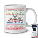 Three Santa Elf Reindeer Ambulance Snowing; Awesome Christmas Sweater Snowman; Driver T-Shirt