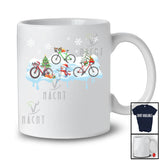 Three Santa Elf Reindeer Bicycle Snowing; Awesome Christmas Snowman; Rider Family T-Shirt