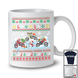 Three Santa Elf Reindeer Dirt Bike Snowing; Awesome Christmas Sweater Snowman; Rider T-Shirt