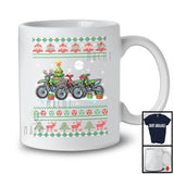 Three Santa Elf Reindeer Dirt Bike; Cheerful Christmas Tree Sweater Snow; Family Group T-Shirt