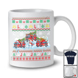 Three Santa Elf Reindeer Fire Truck Snowing; Awesome Christmas Sweater Snowman; Driver T-Shirt