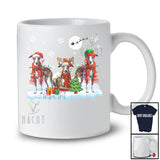 Three Santa Elf Reindeer Greyhound Dog; Lovely Christmas Snowing Greyhound Dog; Animal T-Shirt