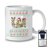 Three Santa Elf Reindeer Trumpet; Cheerful Christmas Tree Sweater Snow; Musical Instruments Player T-Shirt