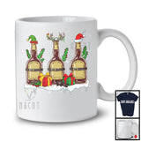 Three Santa Elf Reindeer Whiskey Glasses; Cheerful Christmas Drinking; X-mas Drunker Group T-Shirt