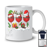 Three Santa Elf Reindeer Wine Glasses; Cheerful Christmas Drinking; X-mas Drunker Group T-Shirt