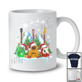 Three Santa Guitars; Amusing Christmas Lights Guitar Player; Guitarist Family Group T-Shirt