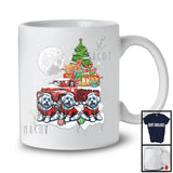 Three Santa Maltese; Fantastic Christmas Moon X-mas Tree On Pickup Truck; Santa Driver T-Shirt