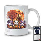 Three Witch Pandas With Pumpkins Candy, Horror Halloween Costume Moon, Wild Animal Lover T-Shirt