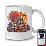 Three Witch Sloths With Pumpkins Candy, Horror Halloween Costume Moon, Wild Animal Lover T-Shirt