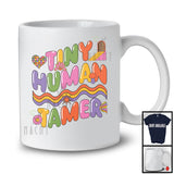 Tiny Human Tamer, Colorful Flowers School, Matching Teacher Appreciation Teaching Lover T-Shirt