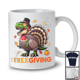 Trexgiving, Humorous Thanksgiving Turkey T-Rex Dinosaur, Fall Leaves Family Lover T-Shirt