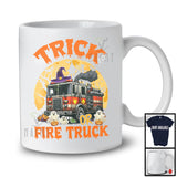 Trick Or Fire Truck; Horror Halloween Moon Witch Trick Or Treat Boo Ghost; Driver Family Group T-Shirt