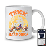 Trick Or Harmonica; Horror Halloween Moon Witch Trick Or Treat; Musical Instruments Player T-Shirt