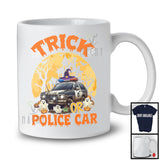 Trick Or Police Car; Horror Halloween Moon Witch Trick Or Treat Boo Ghost; Driver Family Group T-Shirt