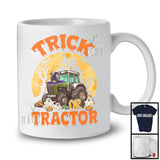 Trick Or Tractor; Horror Halloween Moon Witch Trick Or Treat Boo Ghost; Driver Farmer Family T-Shirt