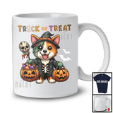 Trick Or Treat, Horror Halloween Witch Zombie Corgi With Pumpkin Candy, Family Group T-Shirt