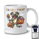 Trick Or Treat, Horror Halloween Witch Zombie Pug With Pumpkin Candy, Family Group T-Shirt