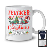 Trucker Christmas Crew; Adorable X-mas Tree Three Gnomes; Snowing Trucker Group T-Shirt