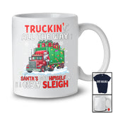 Truckin' All The Way Santa's Got A New Sleigh; Joyful Christmas Santa Driving Truck; Trucker T-Shirt