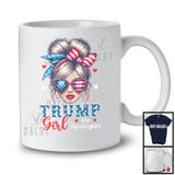 Trump Girl No Apologies; Lovely Election 2024 Messy Bun Sunglasses; USA Flag Patriotic T-Shirt