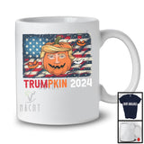 Trumpkin 2024; Sarcastic Halloween Pumpkin Trump Face; America Flag President Vote Election T-Shirt