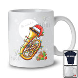 Tuba Santa; Amusing Christmas Lights Snowing Santa Tuba Player; Musical Instruments T-Shirt