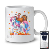 Turkey Dispatcher Riding Unicorn; Wonderful Thanksgiving Fall Leaf Turkey; Jobs Dispatcher Group T-Shirt