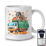 Turkey Driving Garbage Truck; Humorous Thanksgiving Turkey Driver; Fall Leaves Family Group T-Shirt