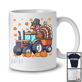 Turkey Driving Tractor; Humorous Thanksgiving Turkey Driver; Fall Leaves Family Group T-Shirt