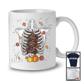 Turkey Rib Cage; Awesome Thanksgiving Skeleton X-Ray Turkey; Fall Leaves Pumpkins T-Shirt