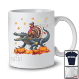 Turkey Riding Alligator, Lovely Thanksgiving Fall Leaves Pumpkins Alligator, Wild Animal Lover T-Shirt