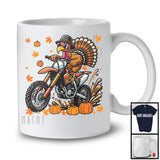 Turkey Riding Dirt Bike; Humorous Thanksgiving Turkey Biker; Fall Leaves Family Group T-Shirt