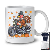 Turkey Riding Motorcycle; Humorous Thanksgiving Turkey Biker; Fall Leaves Family Group T-Shirt