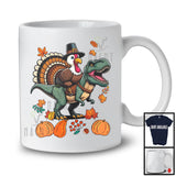 Turkey Riding T-Rex, Wonderful Thanksgiving Turkey T-Rex Fall Leaves, Animal Lover Family T-Shirt