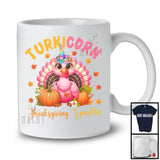 Turkicorn Thanksgiving Sparkles; Awesome Thanksgiving Turkey Unicorn; Girls Flowers Pumpkin T-Shirt