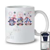 USA, Lovely 4th Of July Three American Flag Gnomes Gnomies Lover, Fireworks Patriotic Group T-Shirt