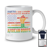 Vintage American Grown African Roots, Awesome Juneteenth African Flag, Strong Hand Afro Pride T-Shirt