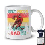 Vintage Retro Best Puck'n Dad Ever, Proud Father's Day Hockey Dad Player, Sport Playing Team T-Shirt