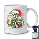 Vintage Retro Santa Skeleton With Beer Glass; Sarcastic Christmas X-mas Drinking Drunker T-Shirt