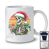 Vintage Retro Santa Skeleton With Donut; Sarcastic Christmas Food Lover; X-mas Eating Team T-Shirt