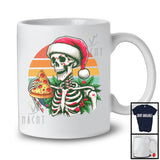 Vintage Retro Santa Skeleton With Pizza; Sarcastic Christmas Food Lover; X-mas Eating Team T-Shirt