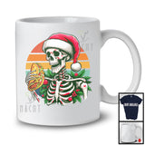 Vintage Retro Santa Skeleton With Taco; Sarcastic Christmas Food Lover; X-mas Eating Team T-Shirt