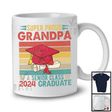 Vintage Retro Super Proud Grandpa Senior Class Of 2024 Graduate, Cute Father's Day Graduation T-Shirt