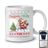 Want To Watch Christmas Movies With My Pug; Adorable Sweater Santa Riding Puppy T-Shirt