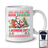Warm Snuggles And Burmese Cat Cuddles, Joyful Christmas Santa Cat Owner, Sweater X-mas T-Shirt