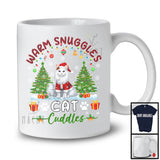 Warm Snuggles Cat Cuddles; Fantastic Christmas Lights Tree Plaid Santa Cat; X-mas Snowing T-Shirt